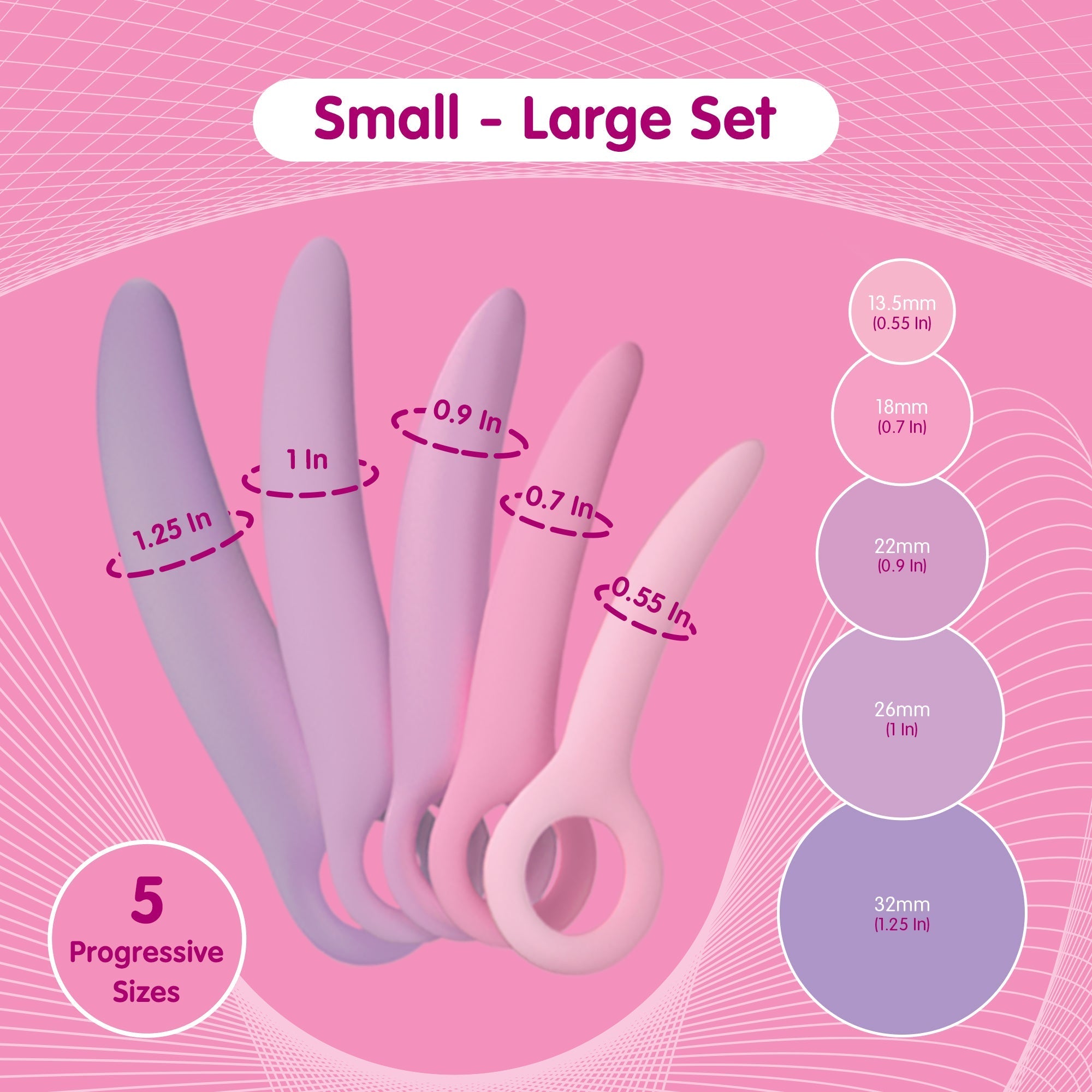 Skins Care 5-Piece Curved Dilator Kit (Sizes S-M-L)